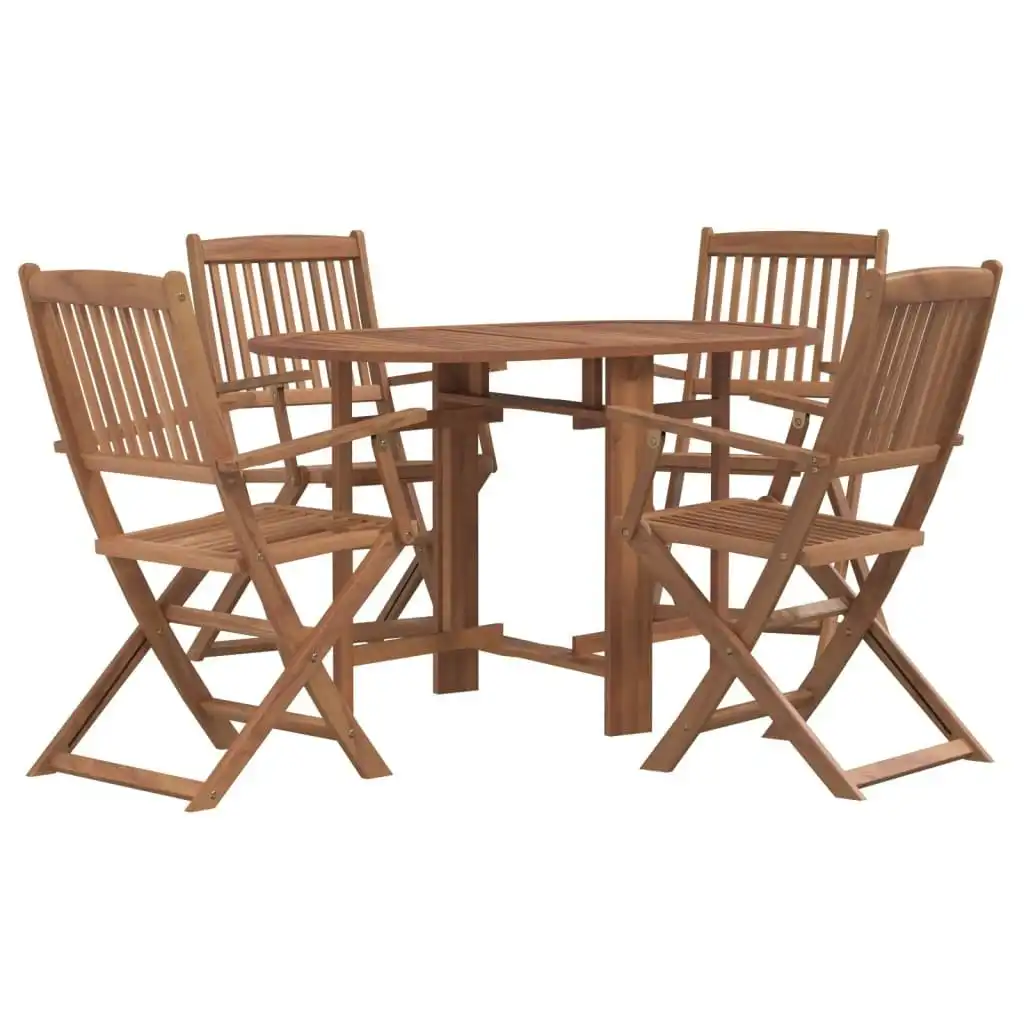 5 Piece Folding Outdoor Dining Set Solid Acacia Wood 44020