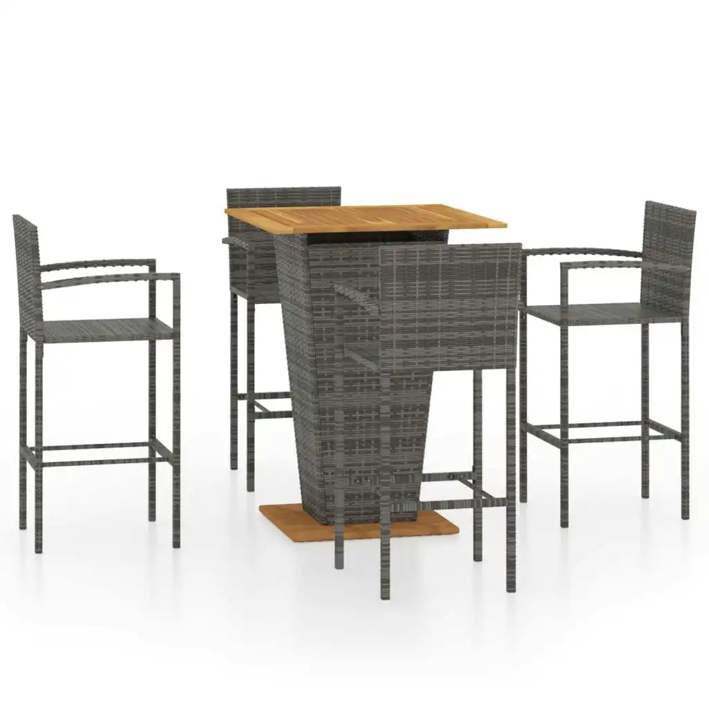 5 Piece Garden Bar Set Grey 3064871