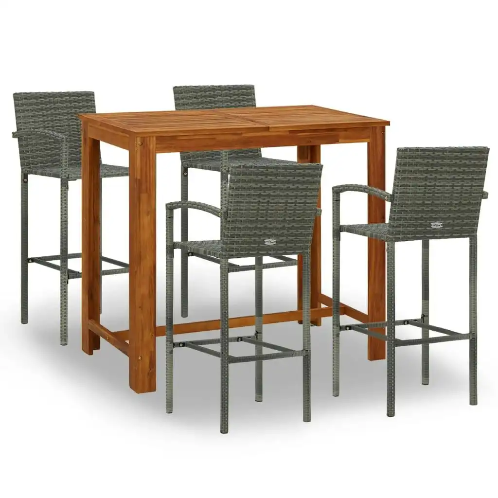 5 Piece Garden Bar Set Grey 3068002