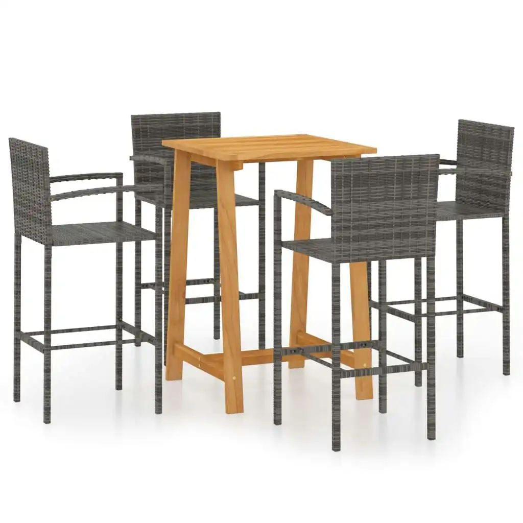 5 Piece Garden Bar Set Grey 3067957