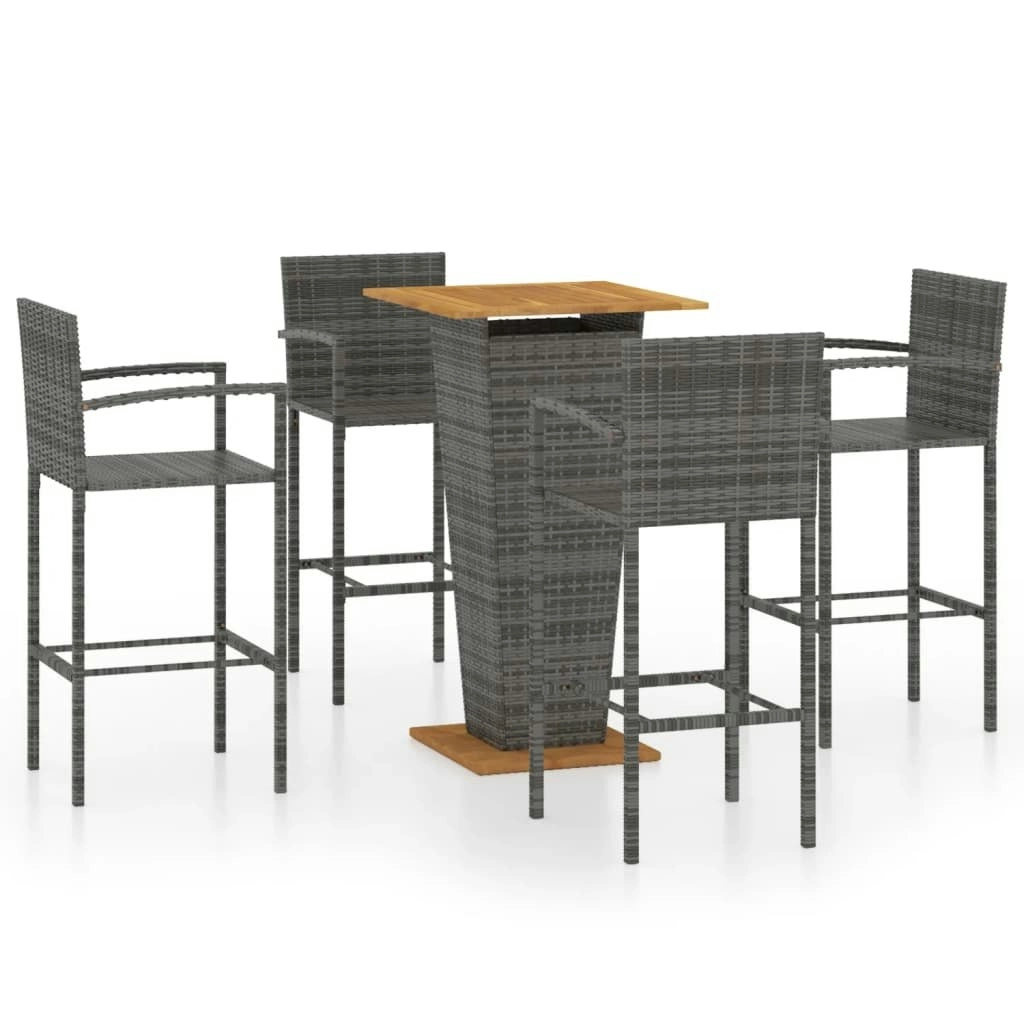 5 Piece Garden Bar Set Grey 3064867