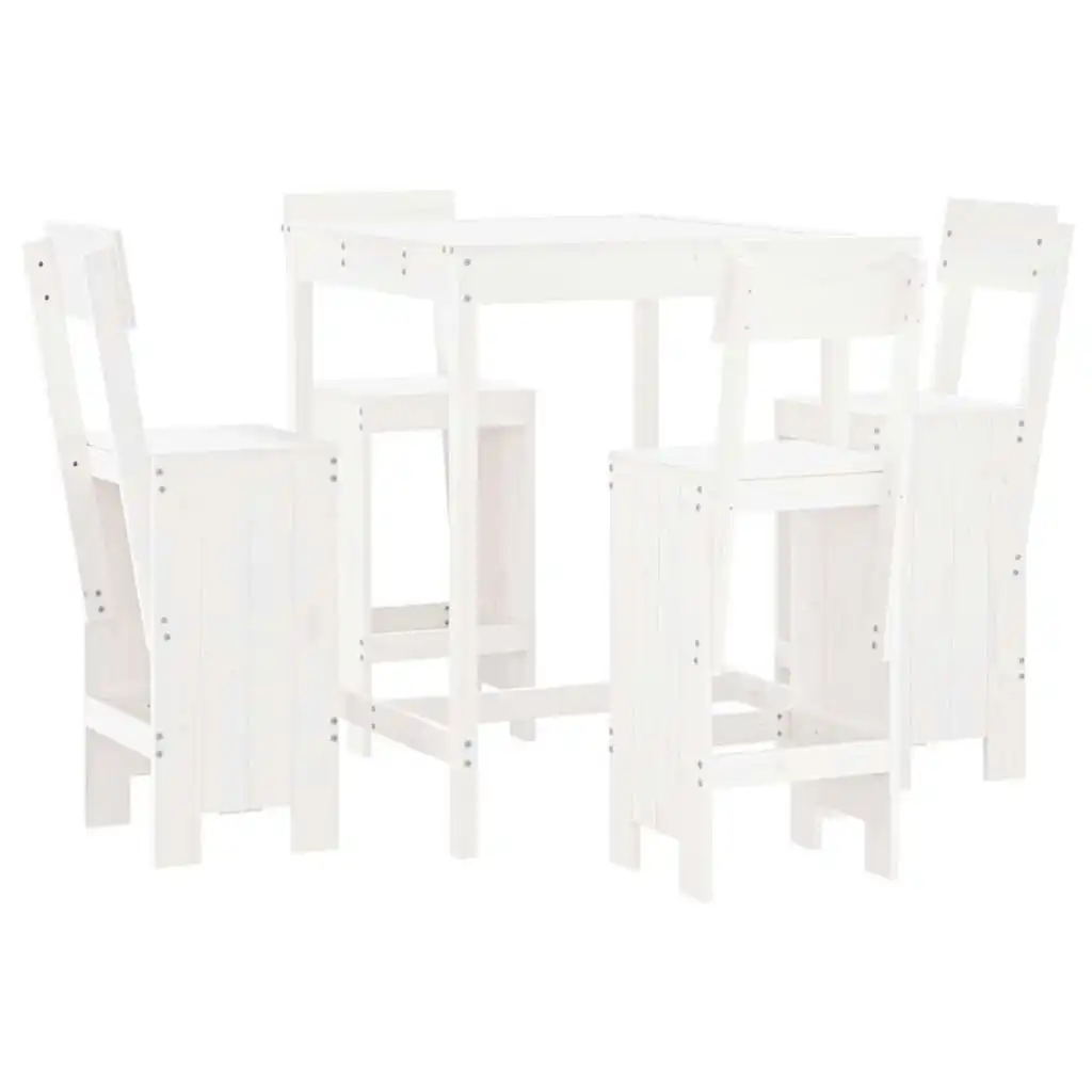 5 Piece Garden Bar Set White Solid Wood Pine 3157800