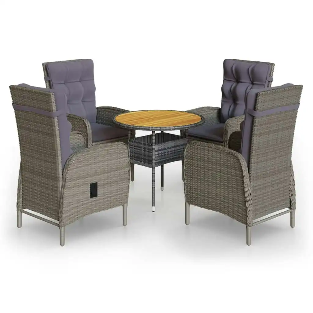 5 Piece Garden Bistro Set Poly Rattan Grey 3058551