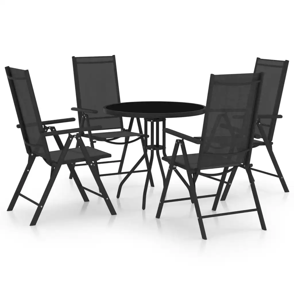 5 Piece Garden Dining Set Aluminium and Textilene Black 3070656