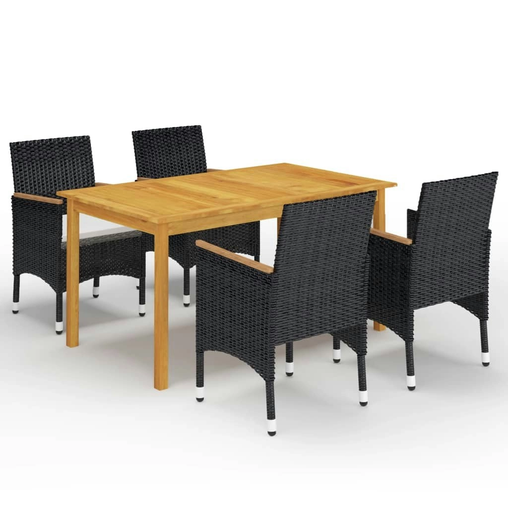 5 Piece Garden Dining Set Black 3067769