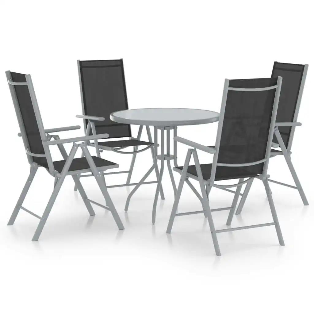 5 Piece Garden Dining Set Aluminium and Textilene Silver 3070657