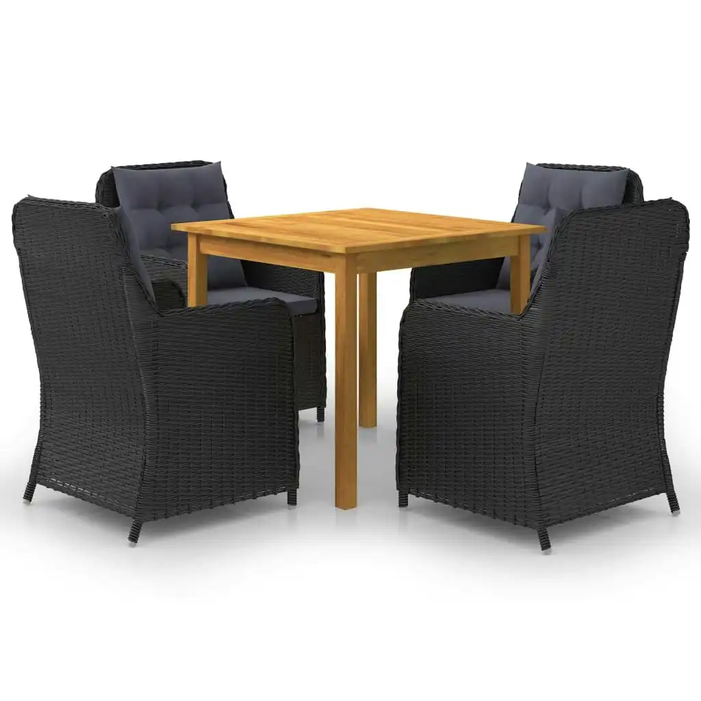 5 Piece Garden Dining Set Black 3067729