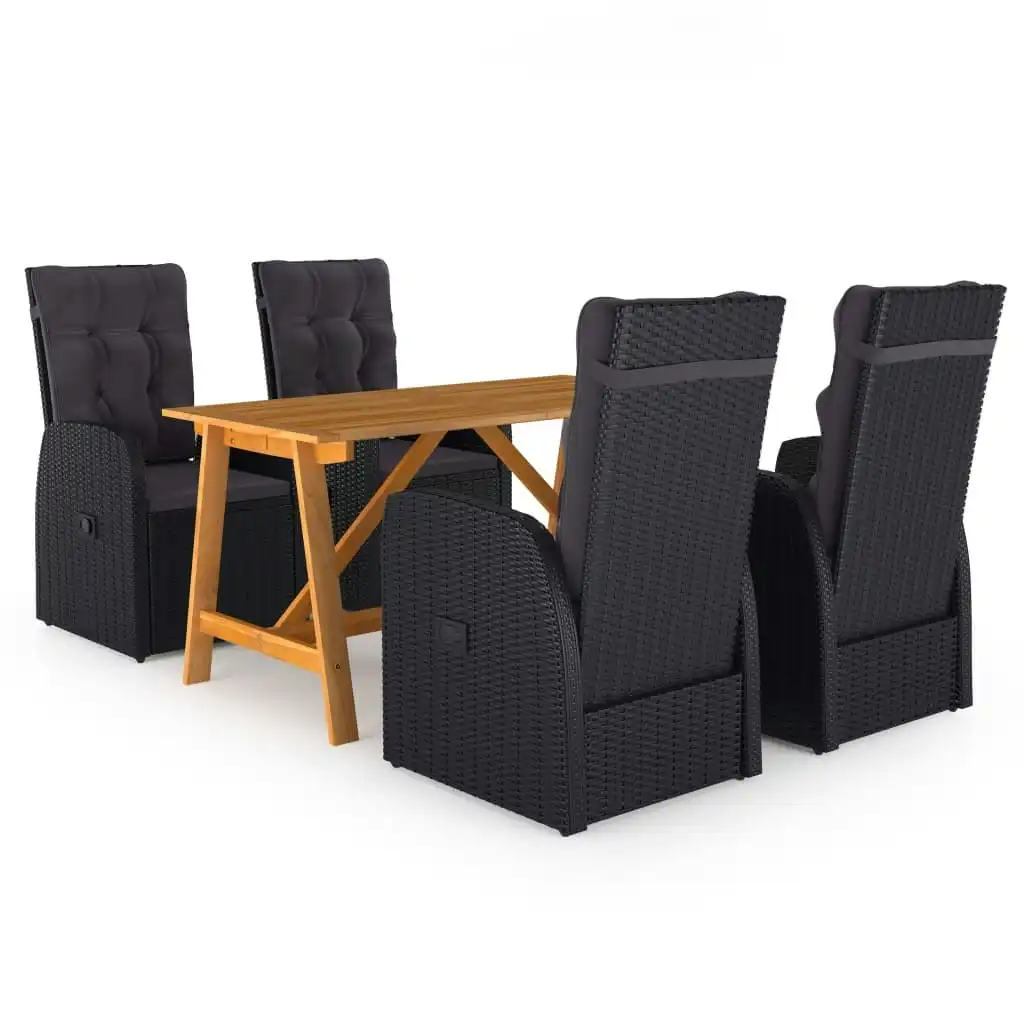 5 Piece Garden Dining Set Black 3068766