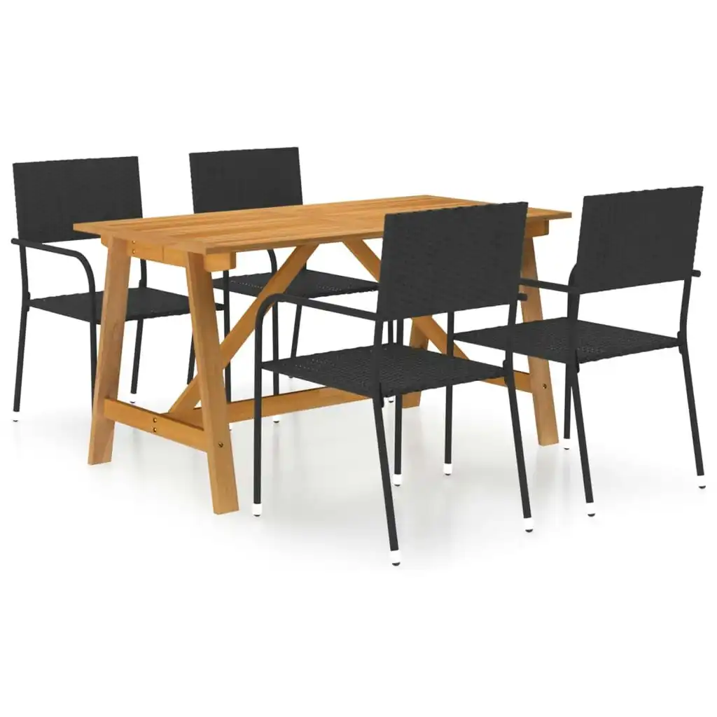 5 Piece Garden Dining Set Black 3068777