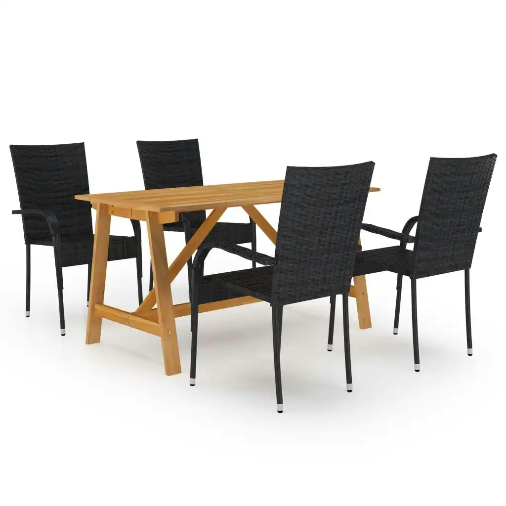 5 Piece Garden Dining Set Black 3068750