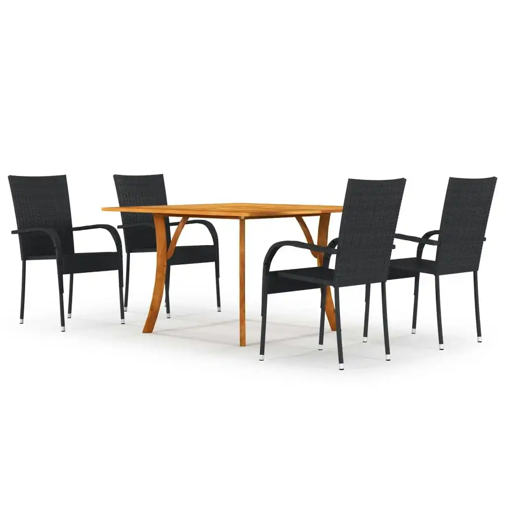 5 Piece Garden Dining Set Black 3071944