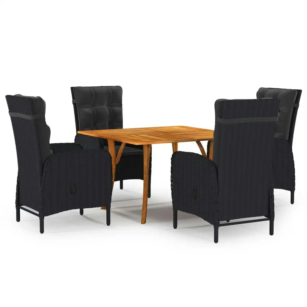 5 Piece Garden Dining Set Black 3071942