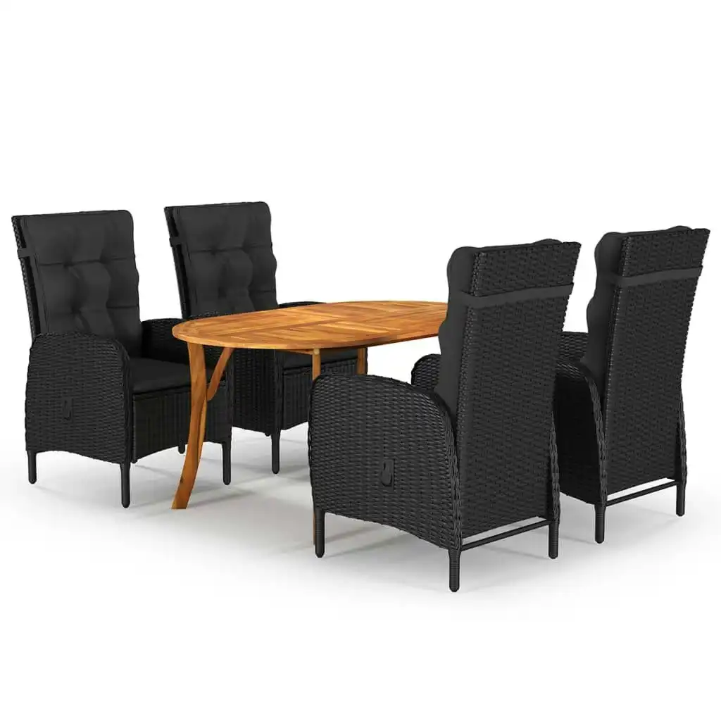 5 Piece Garden Dining Set Black 3071996