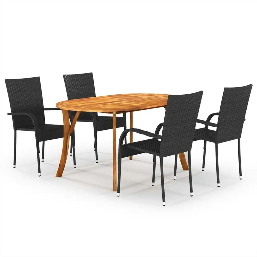 5 Piece Garden Dining Set Black 3072000