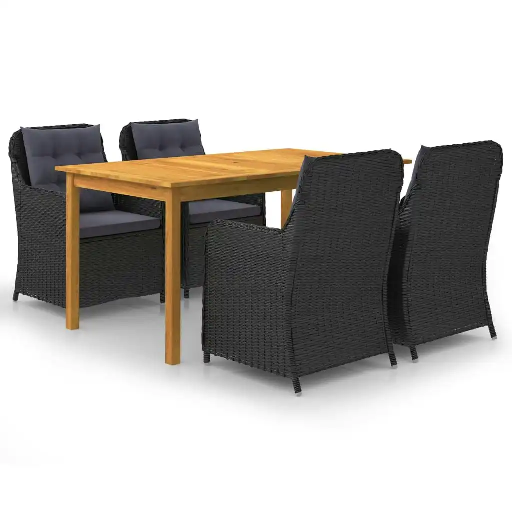 5 Piece Garden Dining Set Black 3067819