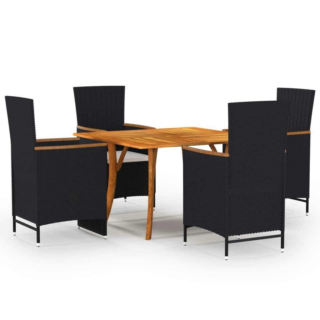 5 Piece Garden Dining Set Black 3071955