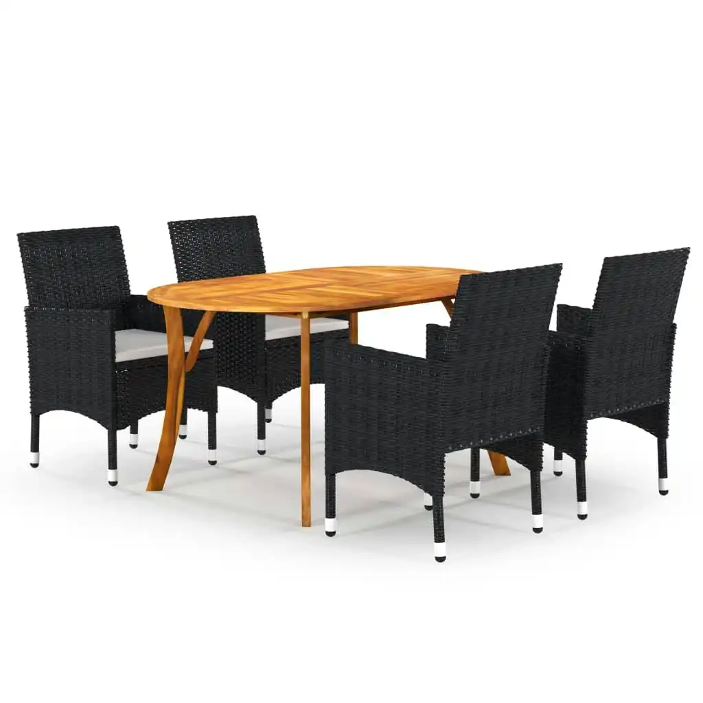 5 Piece Garden Dining Set Black 3071983