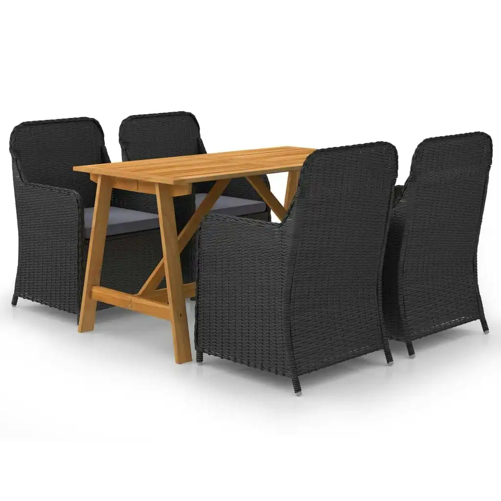 5 Piece Garden Dining Set Black 3068769