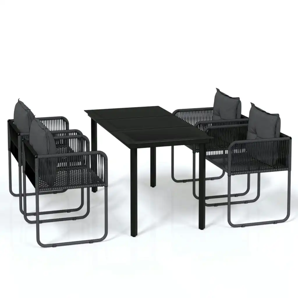 5 Piece Garden Dining Set Black 3099079