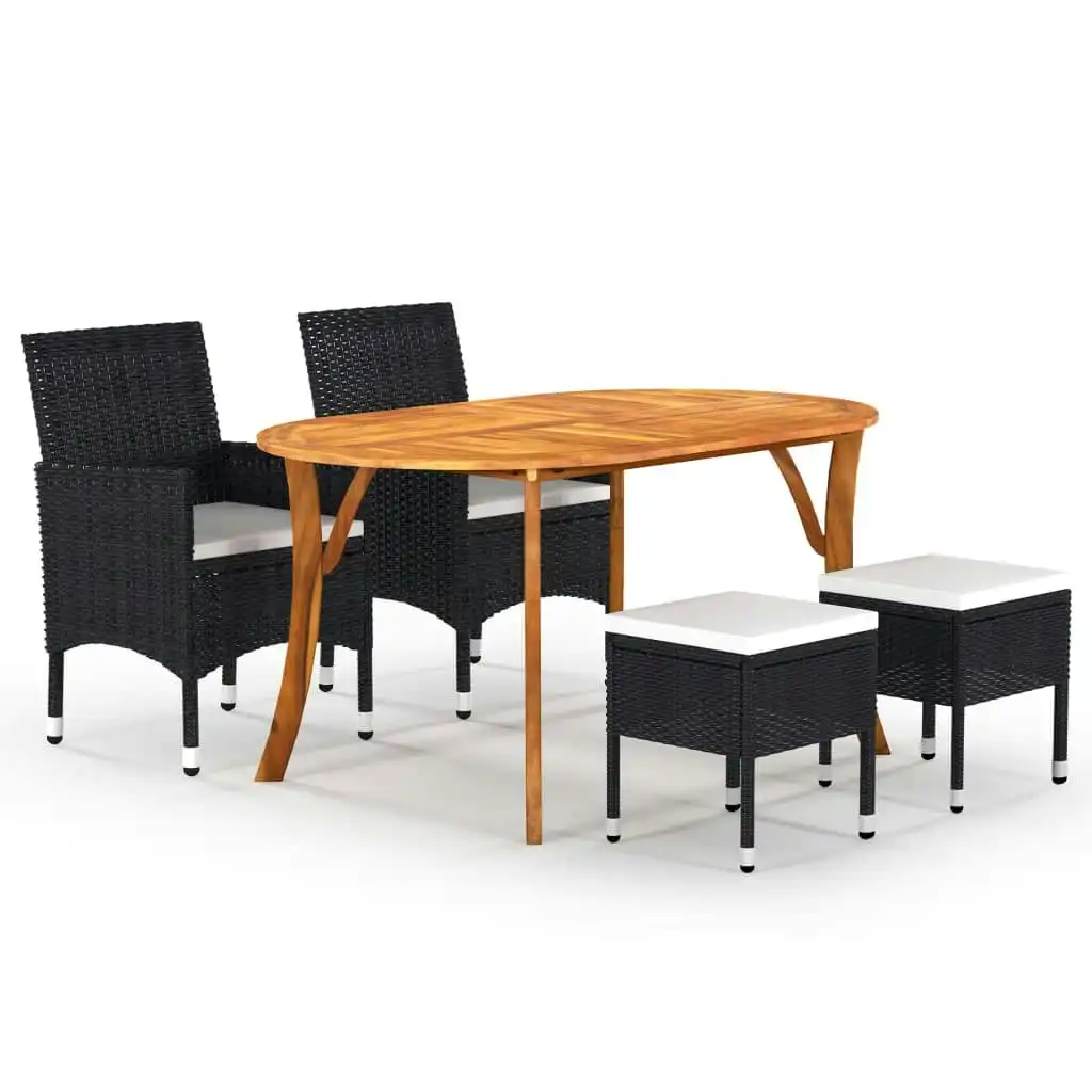 5 Piece Garden Dining Set Black 3071989