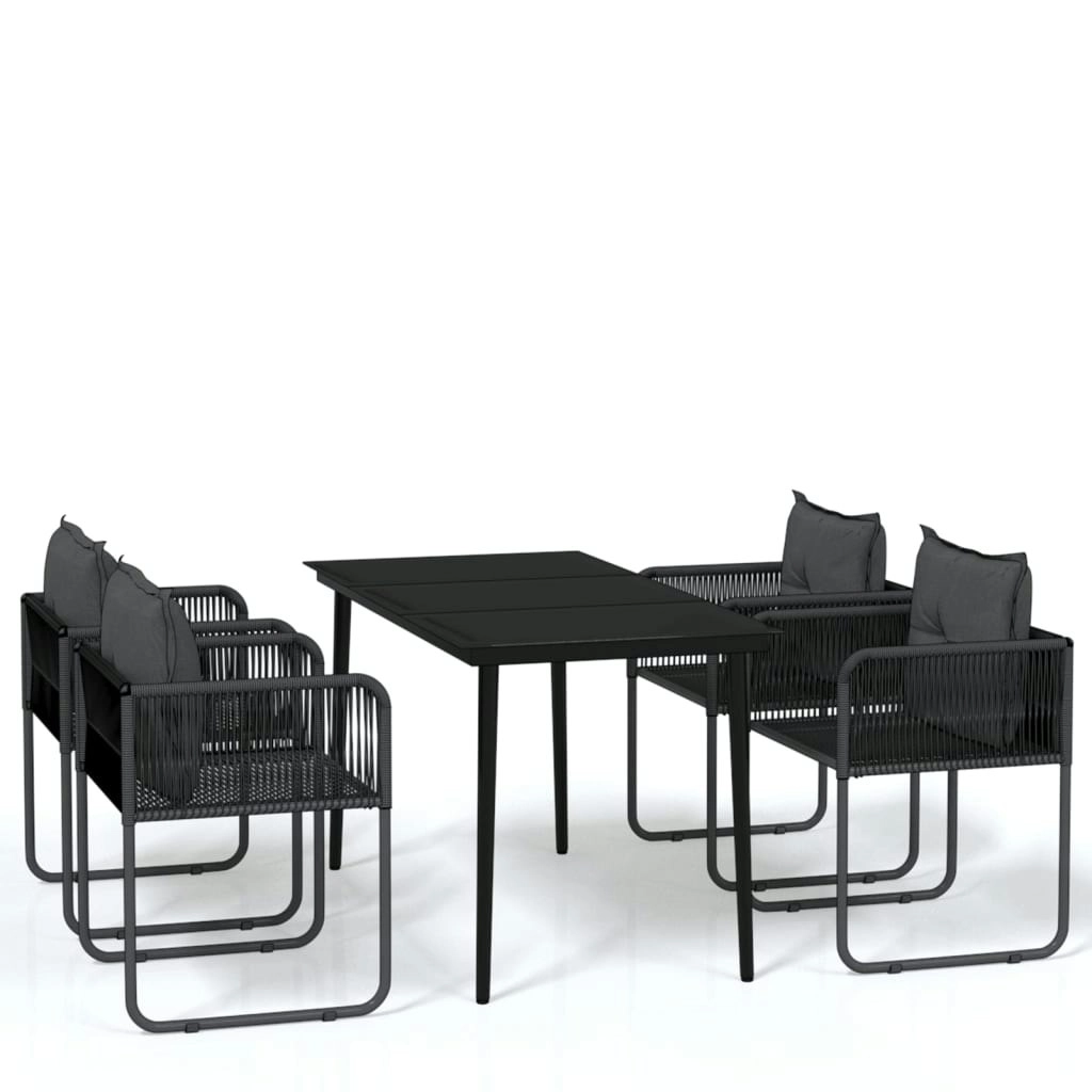 5 Piece Garden Dining Set Black 3099085