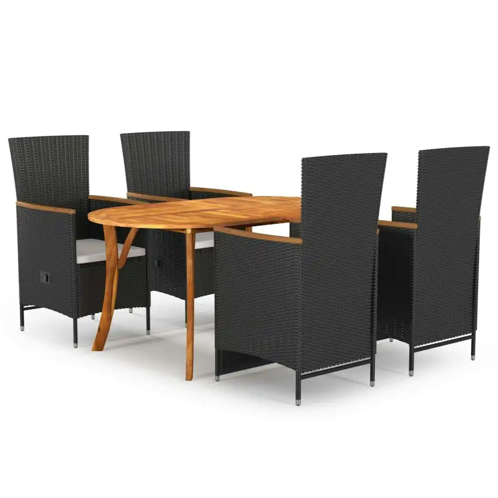 5 Piece Garden Dining Set Black 3072020