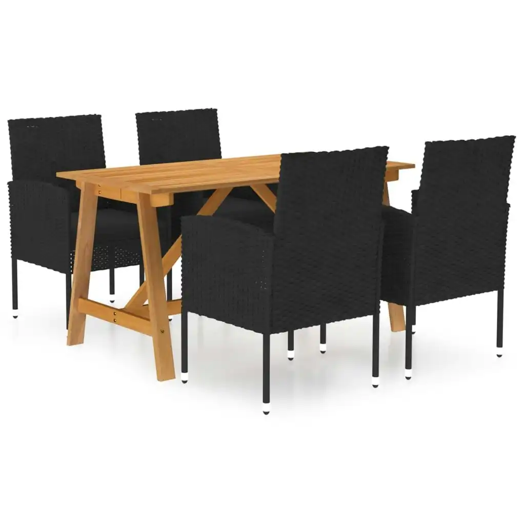 5 Piece Garden Dining Set Black 3068781