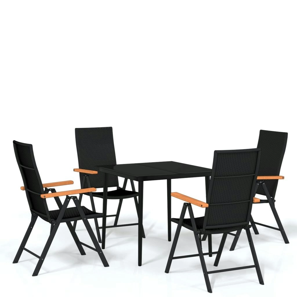 5 Piece Garden Dining Set Black 3099120