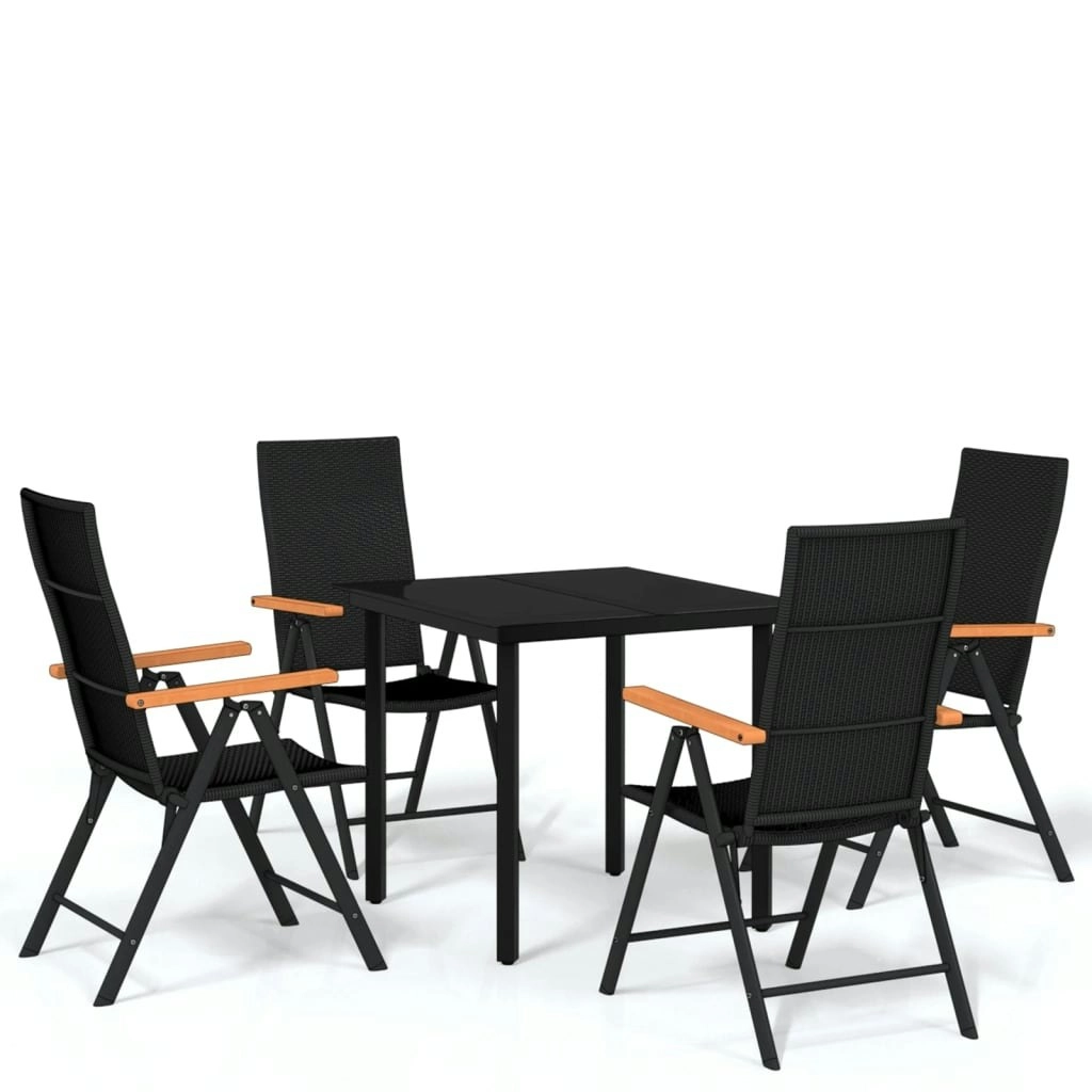 5 Piece Garden Dining Set Black 3099114