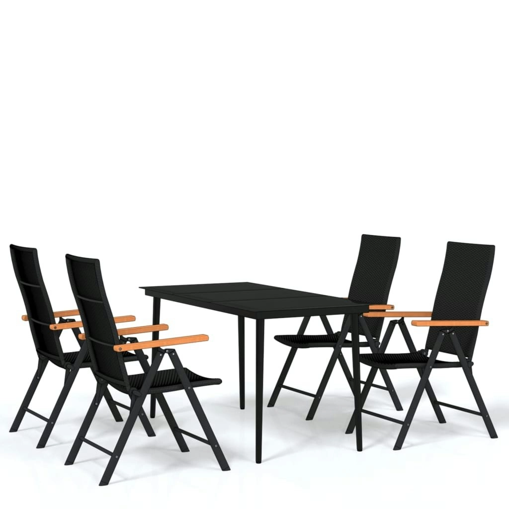 5 Piece Garden Dining Set Black 3099121