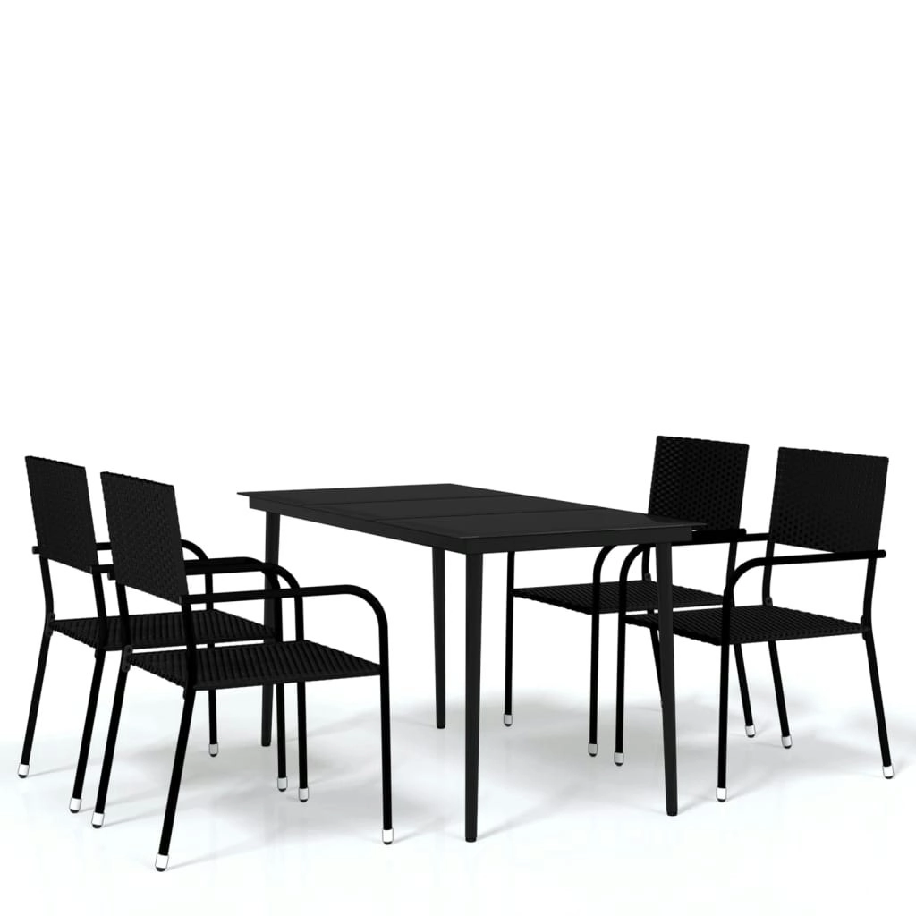 5 Piece Garden Dining Set Black 3099591