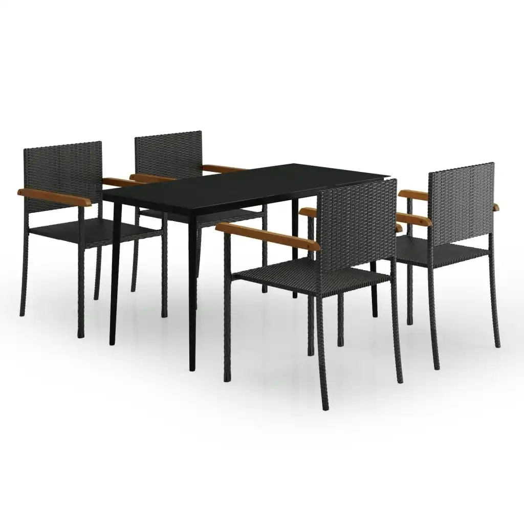 5 Piece Garden Dining Set Black 3099421