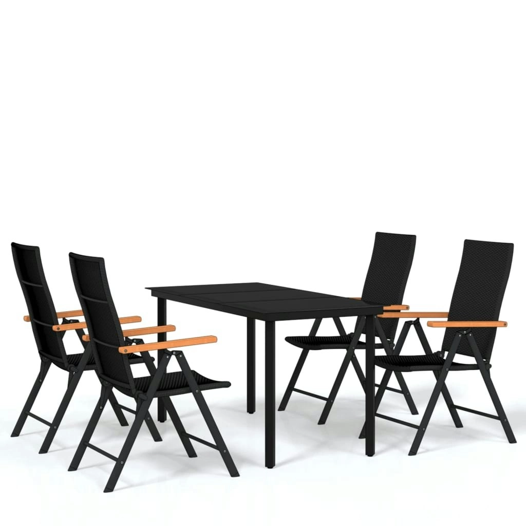 5 Piece Garden Dining Set Black 3099115