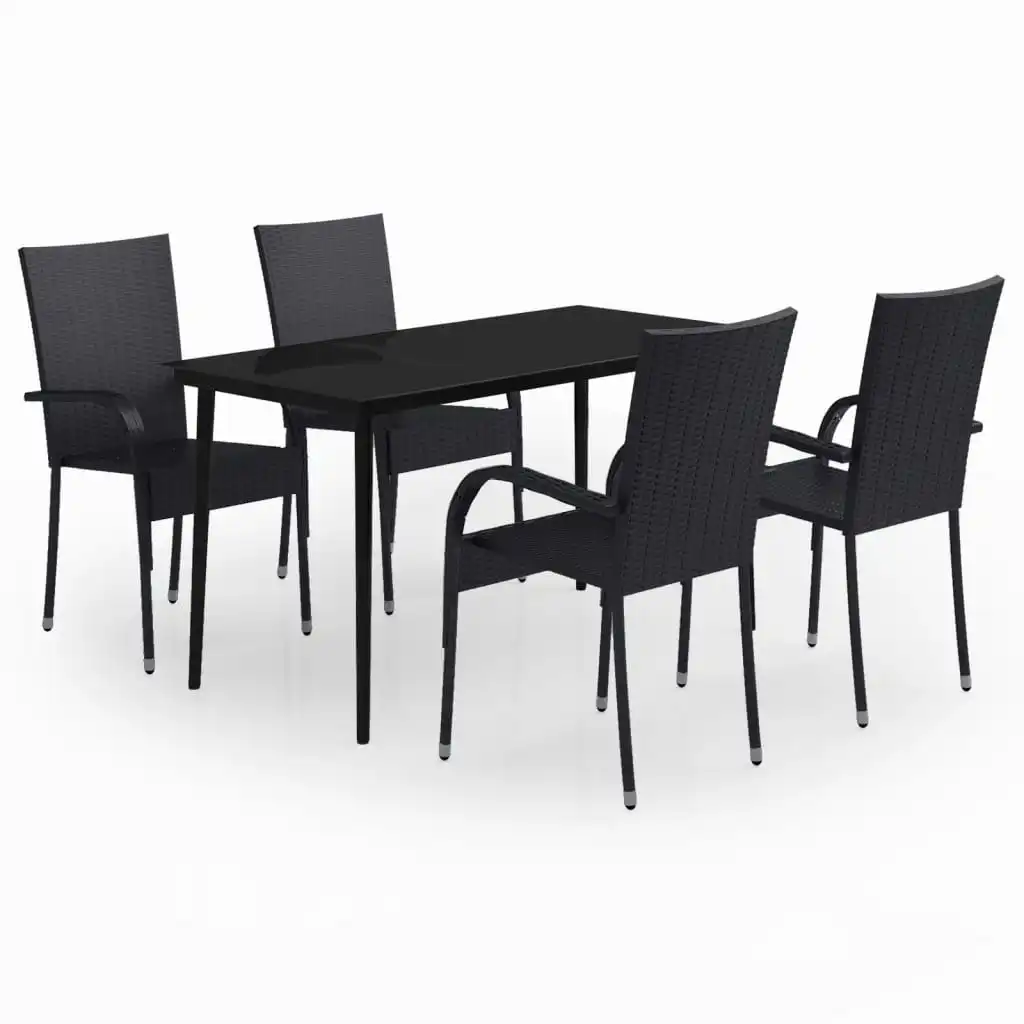 5 Piece Garden Dining Set Black 3099397