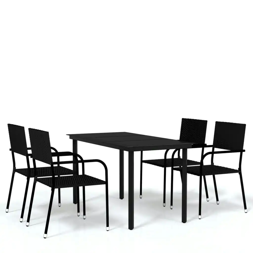 5 Piece Garden Dining Set Black 3099579