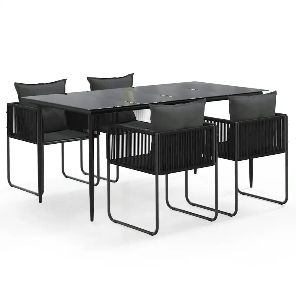 5 Piece Garden Dining Set Black 3156500