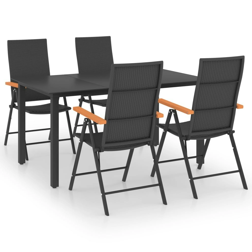 5 Piece Garden Dining Set Black and Brown 3060072