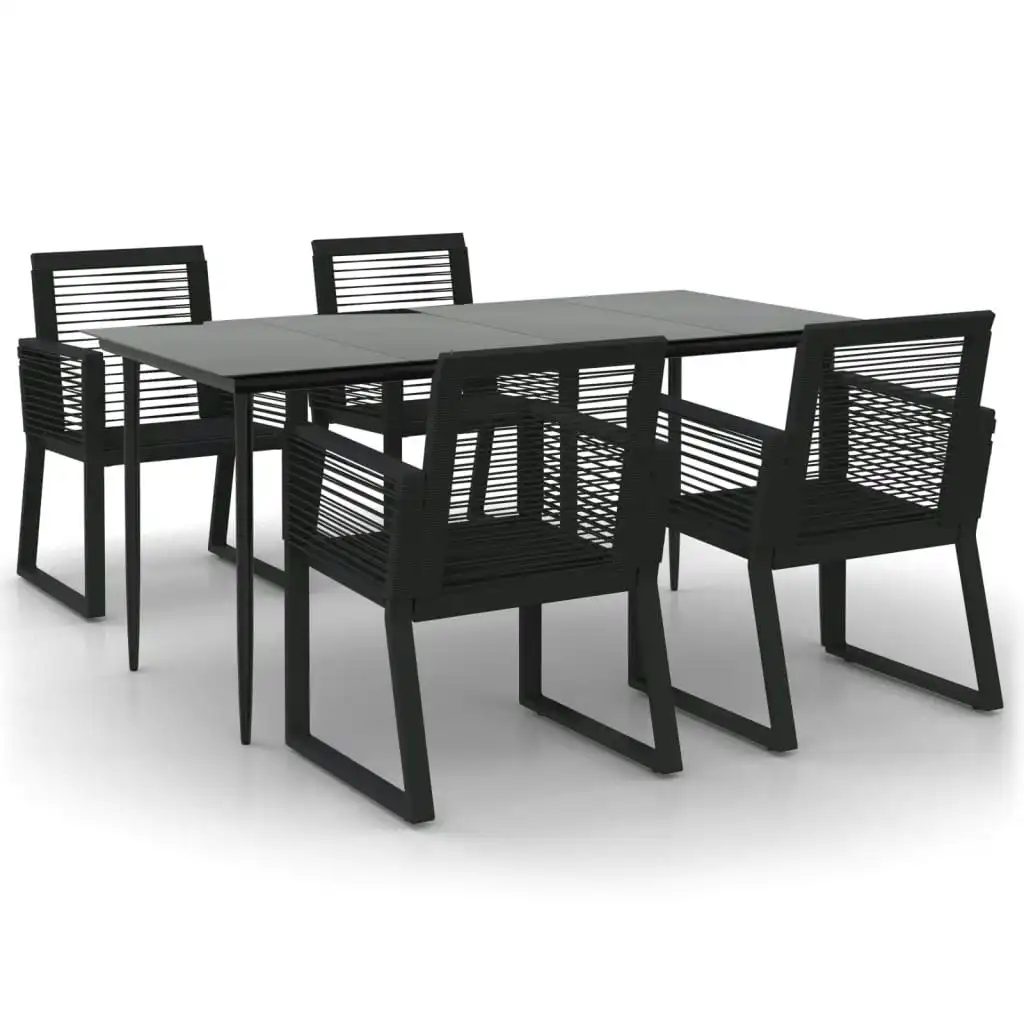 5 Piece Garden Dining Set Black PVC Rattan 3156548