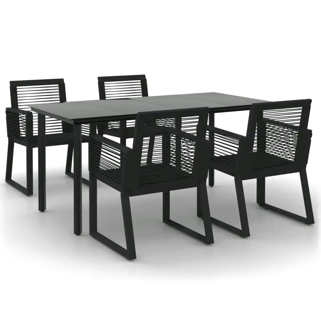 5 Piece Garden Dining Set Black PVC Rattan 3156544