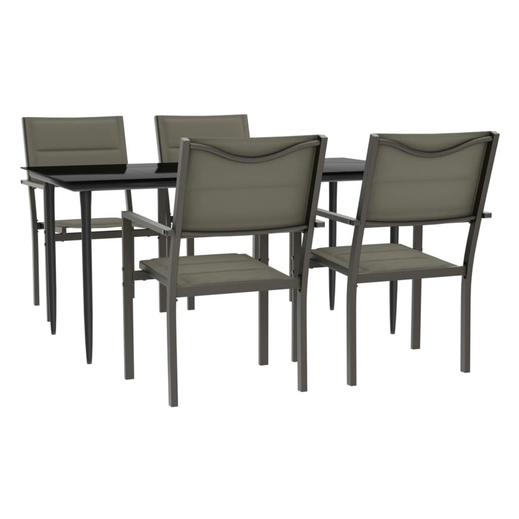 5 Piece Garden Dining Set Black Steel and Textilene 3200738