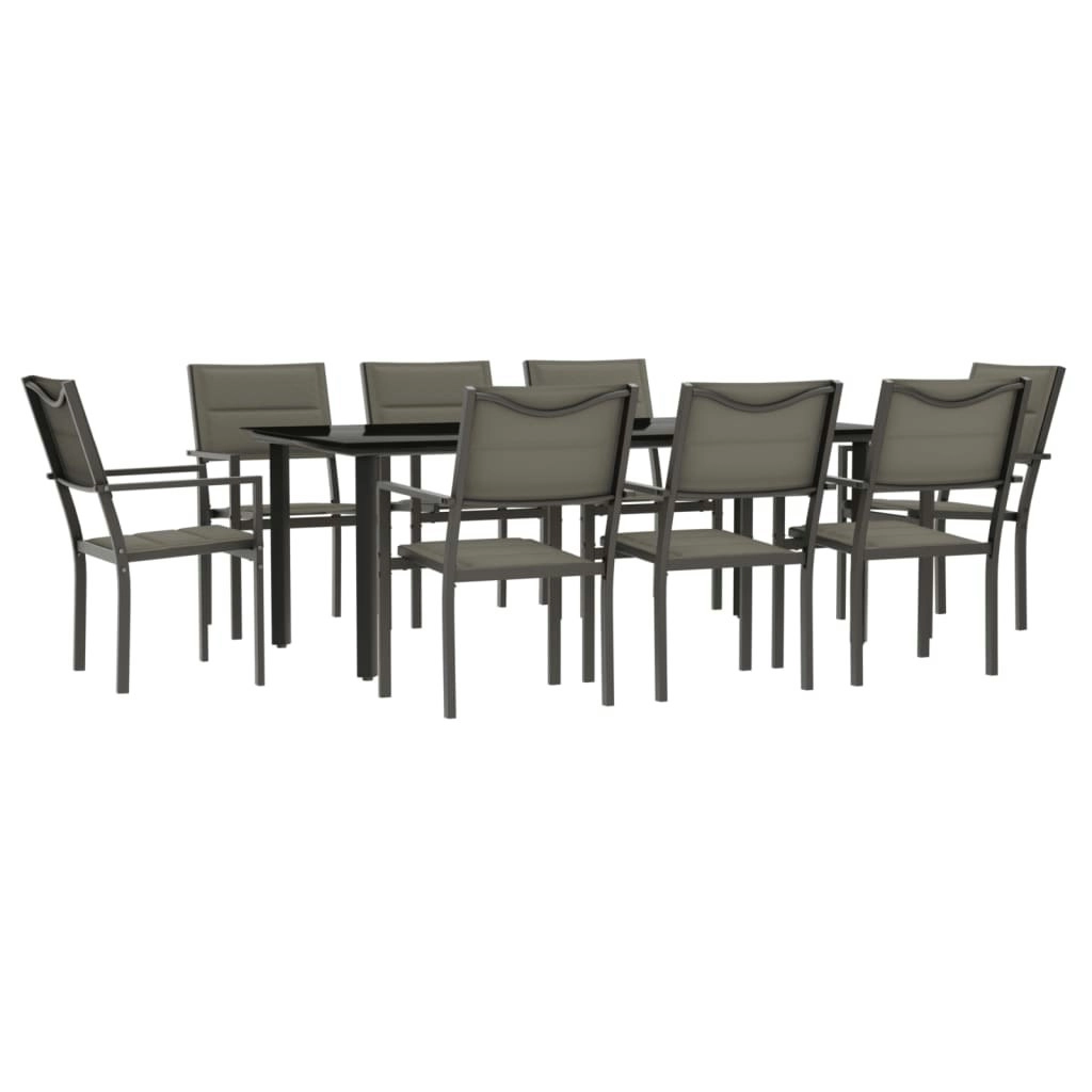 5 Piece Garden Dining Set Black Steel and Textilene 3200749