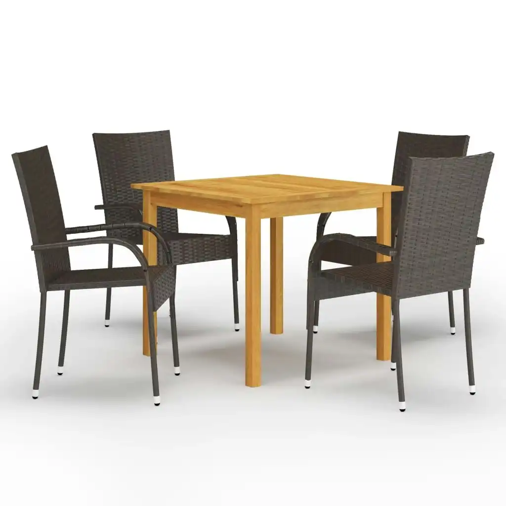 5 Piece Garden Dining Set Brown 3067692