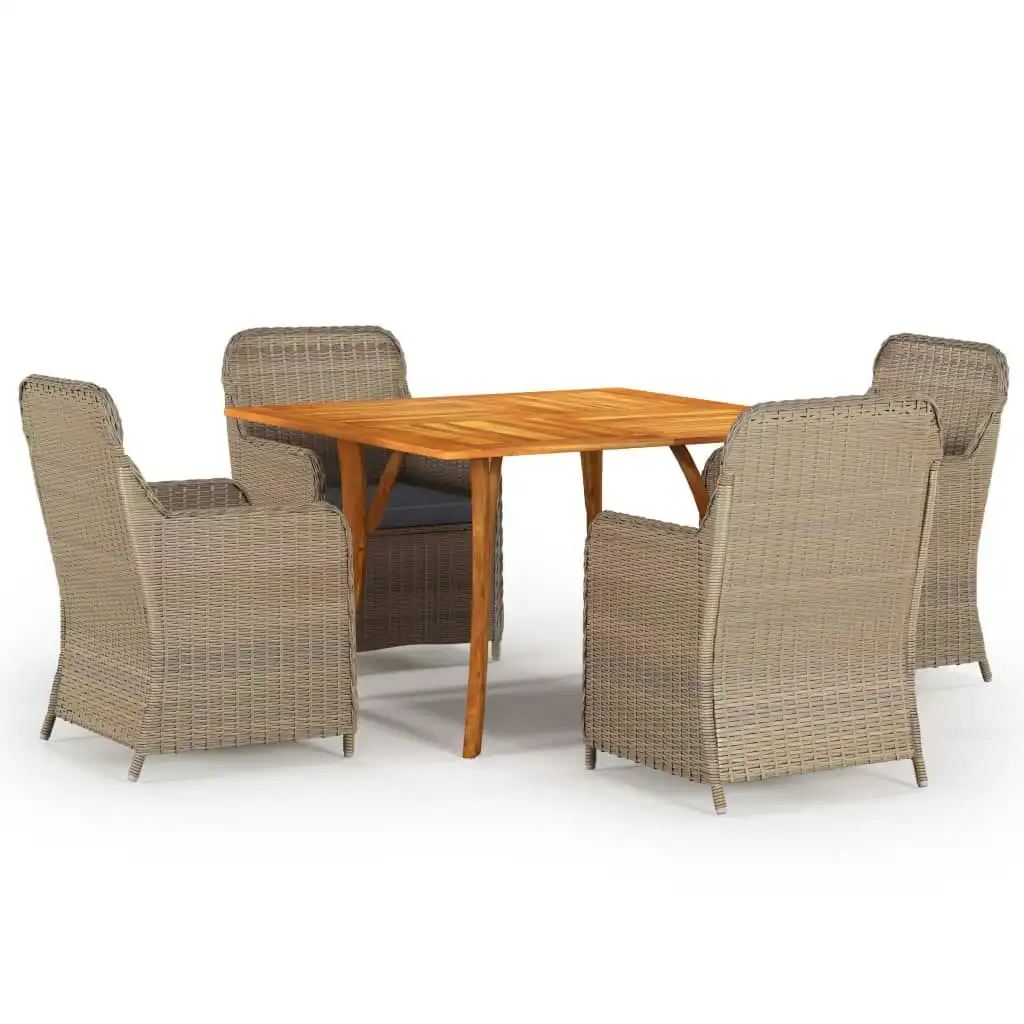 5 Piece Garden Dining Set Brown 3071963