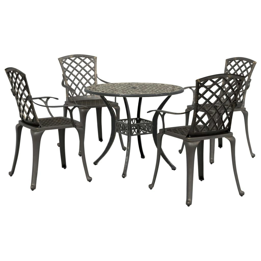 5 Piece Garden Dining Set Bronze Cast Aluminium 3216334