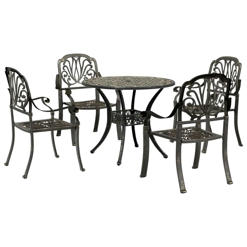 5 Piece Garden Dining Set Bronze Cast Aluminium 3216326