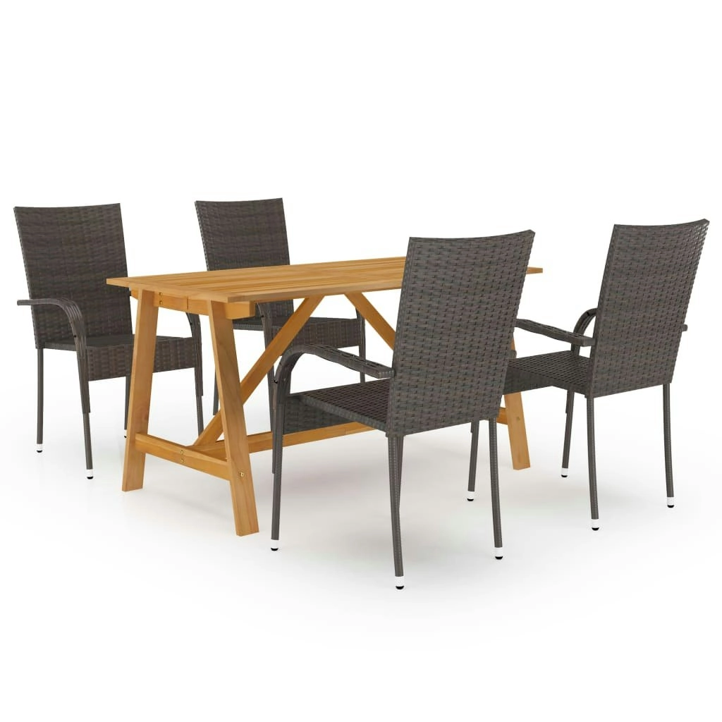 5 Piece Garden Dining Set Brown 3068749