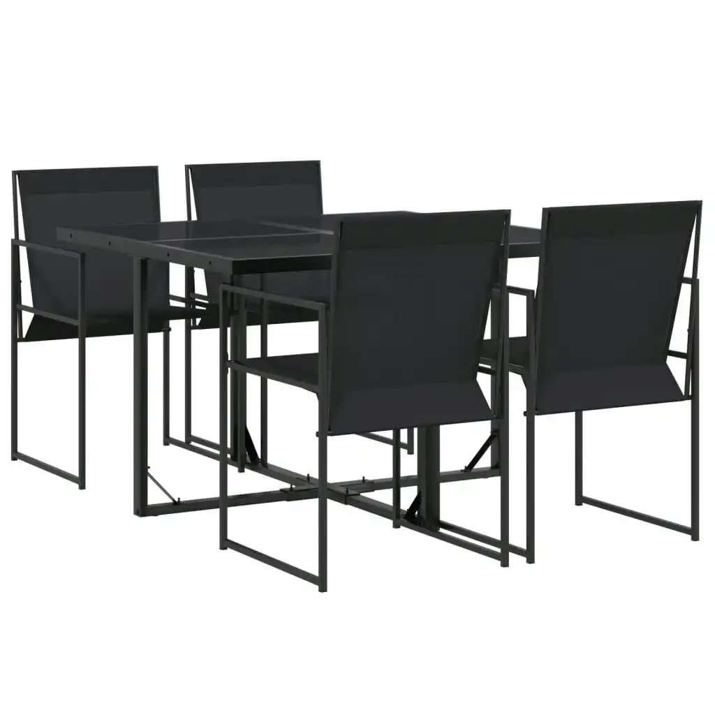 5 Piece Garden Dining Set Black Textilene 3295118