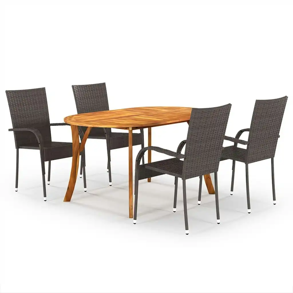 5 Piece Garden Dining Set Brown 3071999