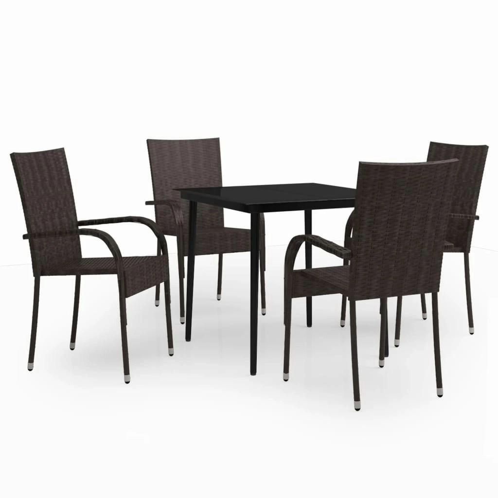 5 Piece Garden Dining Set Brown and Black 3099402