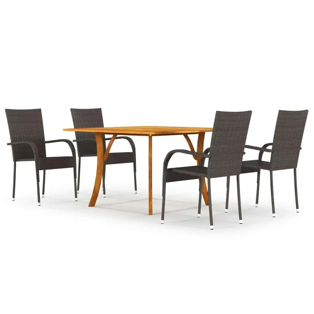 5 Piece Garden Dining Set Brown 3071943